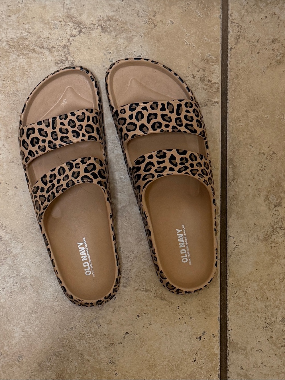 Old Navy Leopard Print Slide Sandals - Brown, Women’s size 8
